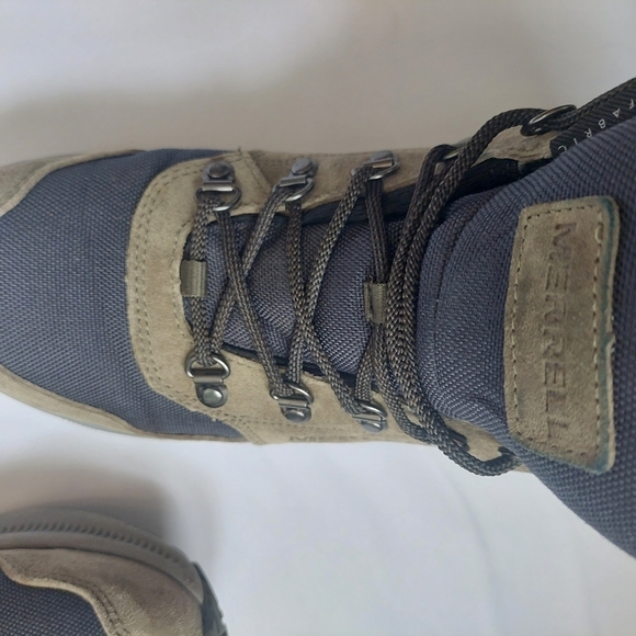 Merrell Navy Blue And Green Beige Men Hiking Boots Size 8 - Picture 3 of 8